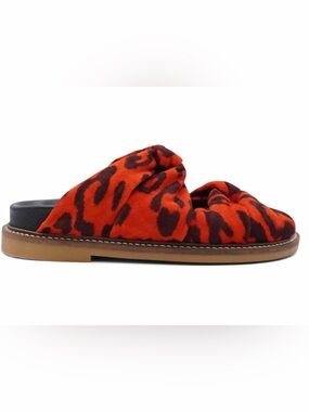 Ganni - anoush knotted leopard print suede slides